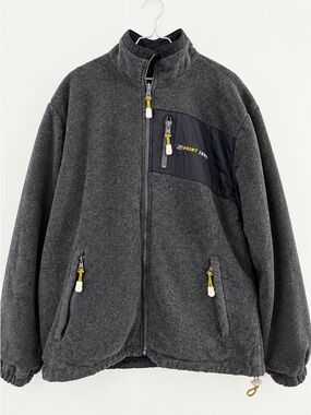 Point Zero Men's Charcoal Grey Zip-Up Reversible Fleece/Nylon Jacket XL